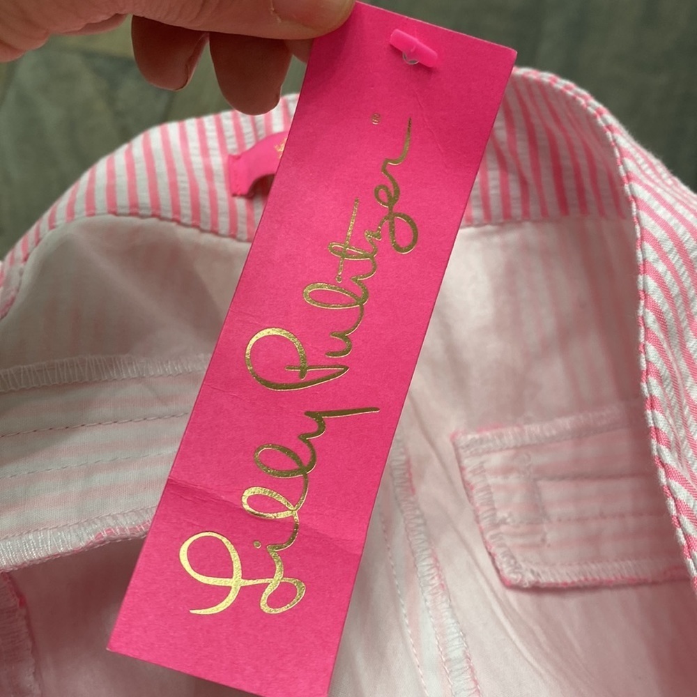 Lilly Pulitzer Kelly short pink tropics seersucker size 10. NWT. - Picture 7 of 10